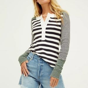 Free people give me stripes long sleeve Henley